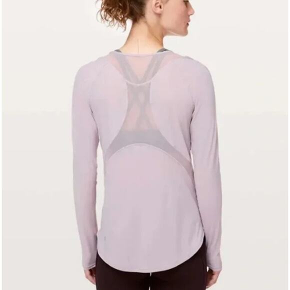 Lululemon Powdered Mauve Mesh Long Sleeve Sculpt Top - Sz 4 - Picture 1 of 7